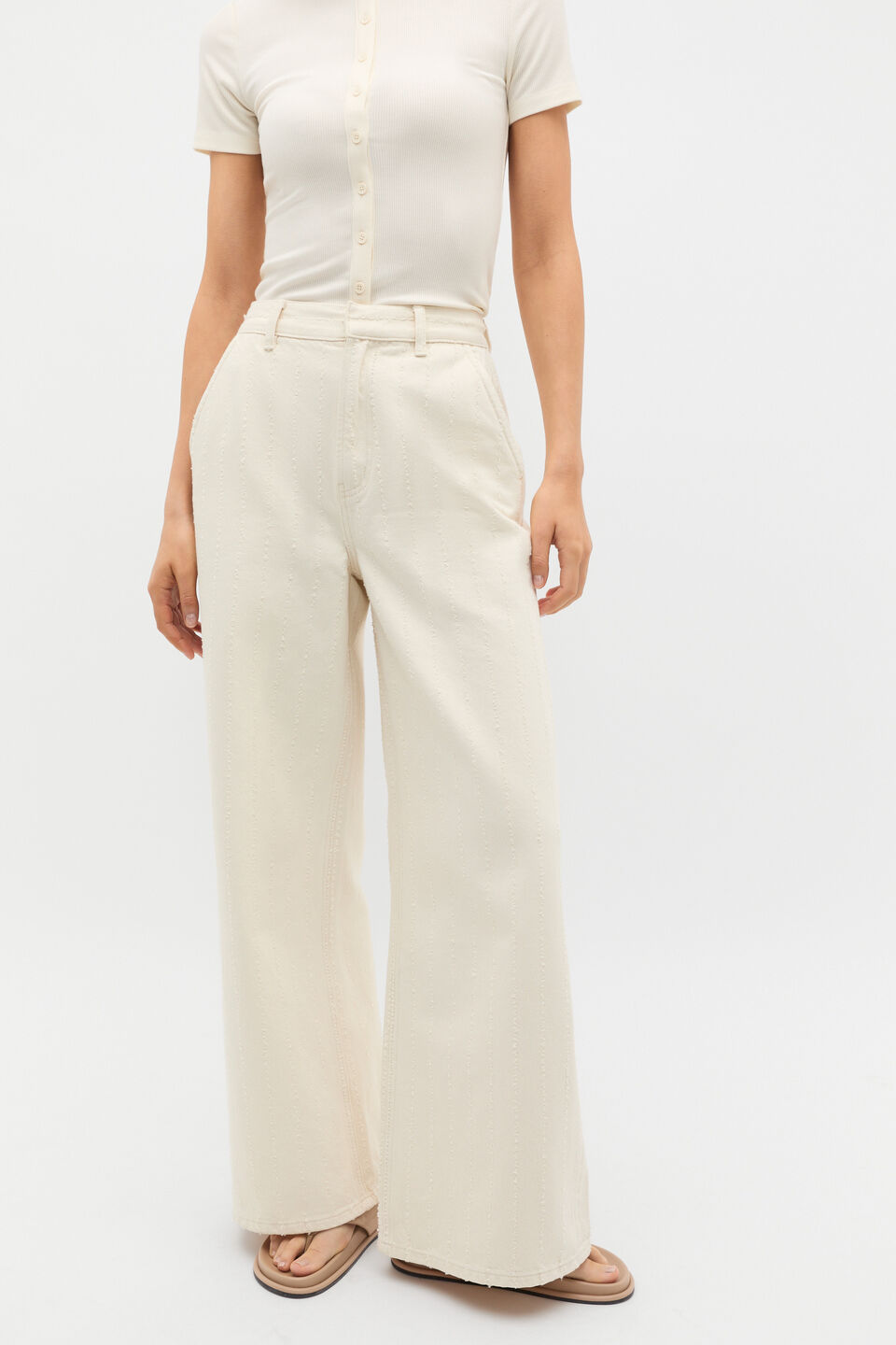 Textured Denim Tailored Jean  Buttercream