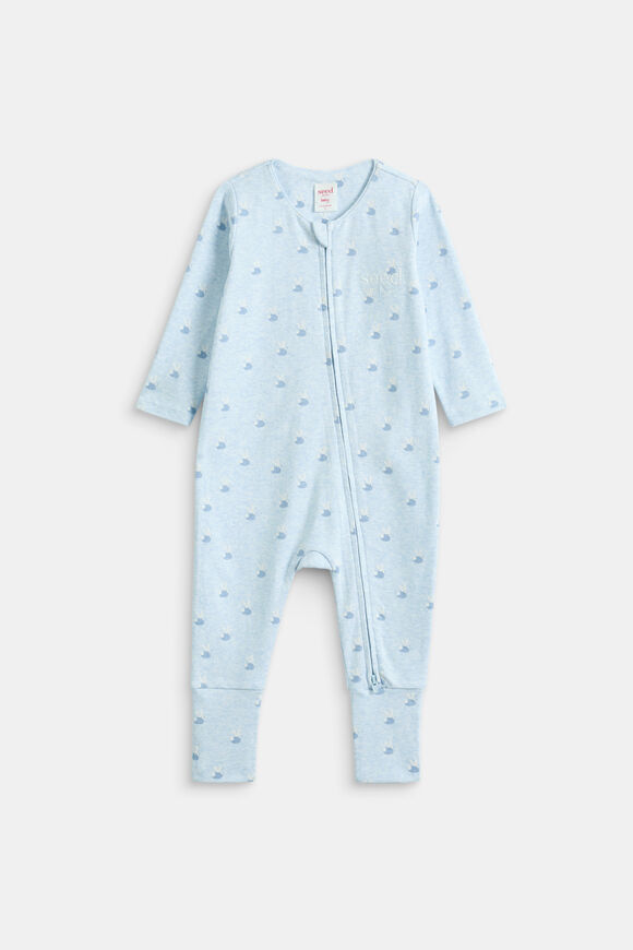 Bunny Logo Zipsuit  Blue Marle  hi-res