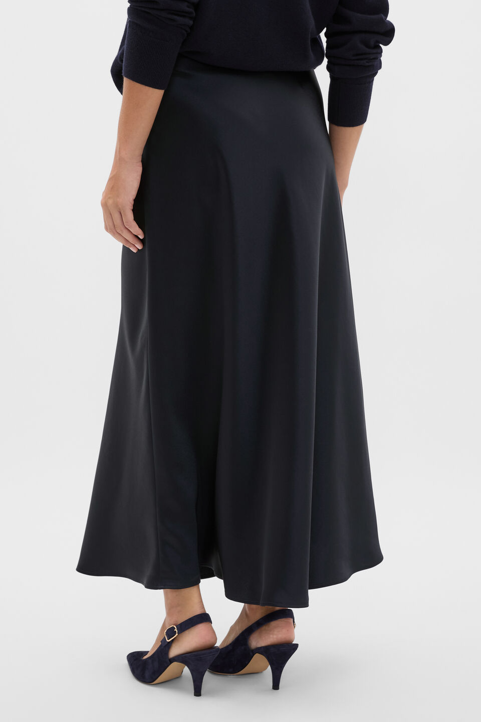 Satin Midi Skirt  Twilight Blue