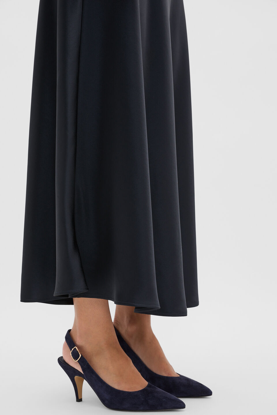 Satin Midi Skirt  Twilight Blue
