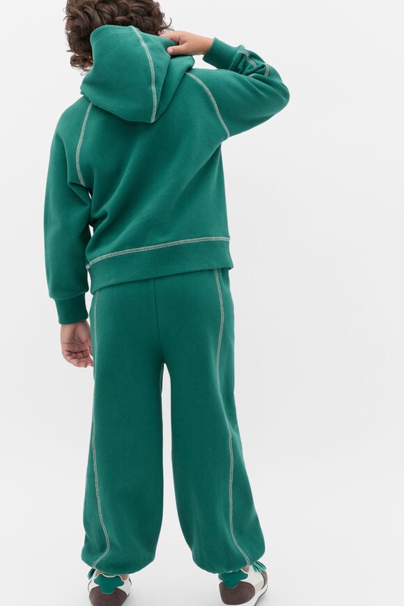 Contrast Stitch Hoodie  Jungle Green  hi-res