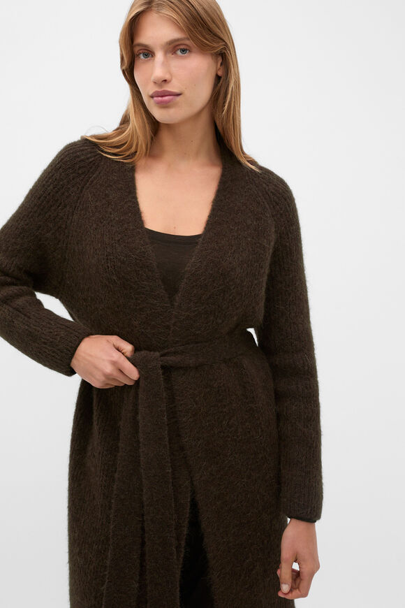 Luxe Fluffy Long Cardigan  Coffee Bean  hi-res