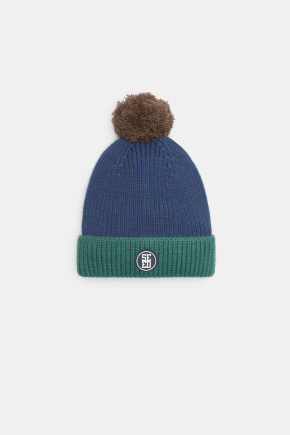 Rib Colourblock Beanie  French Navy  hi-res
