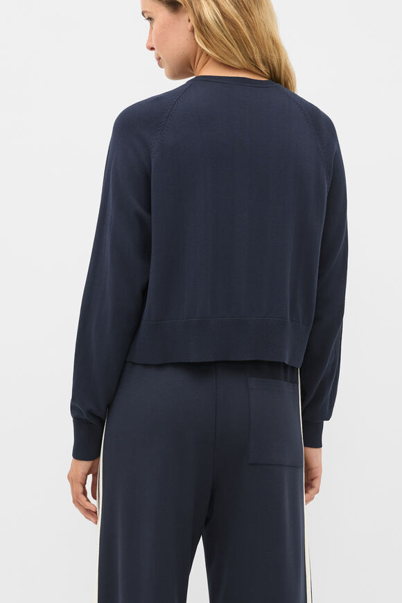 Cotton Blend Raglan Cardigan  Twilight Blue  hi-res