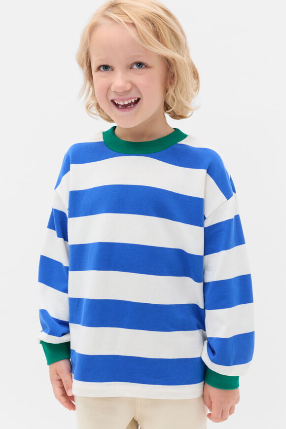 Block Stripe Sweat  Cobalt  hi-res