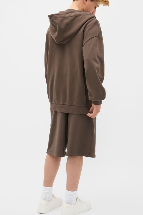 Garment Dye Zip Through Hoodie  Chocolate  hi-res