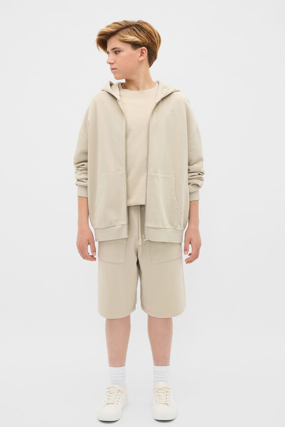 Garment Dye Zip Through Hoodie  Cool Stone  hi-res