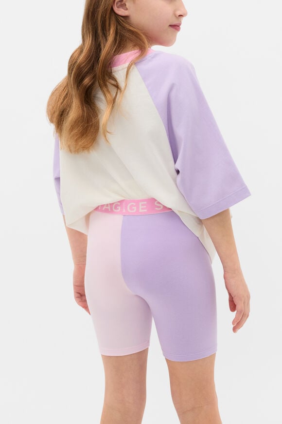 Colourblock Logo Bike Short  Lilac Multi  hi-res