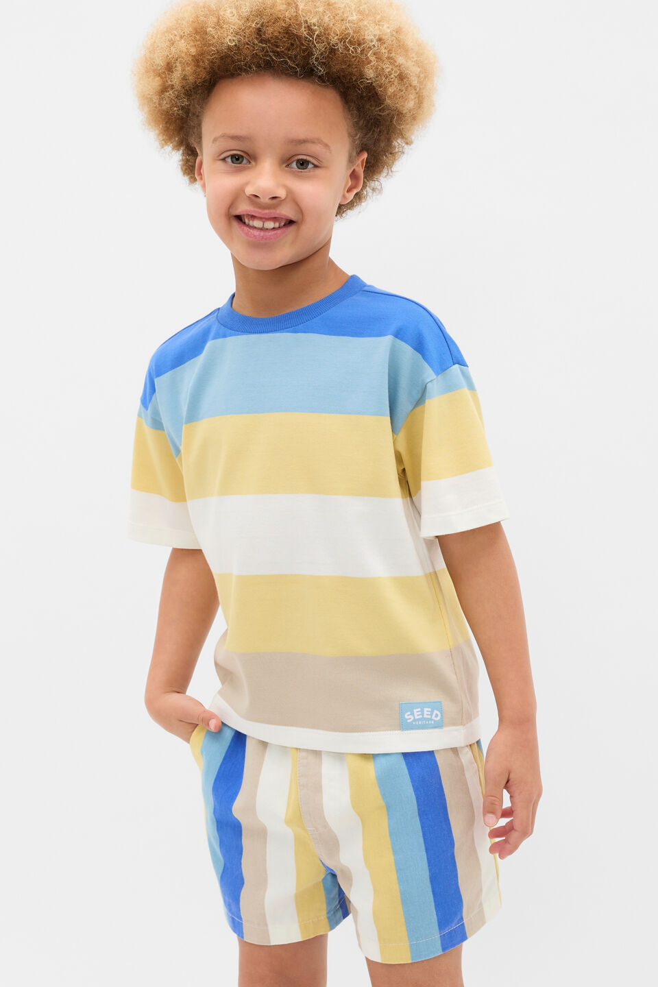 Multi Stripe Tee  Electric Blue Multi