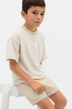 Core Stripe Logo Tee  Cool Stone  hi-res