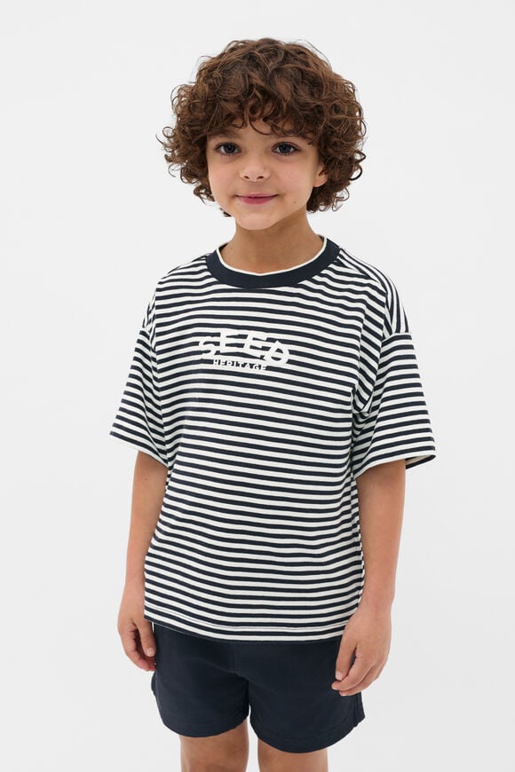 Core Stripe Logo Tee  Midnight Blue  hi-res