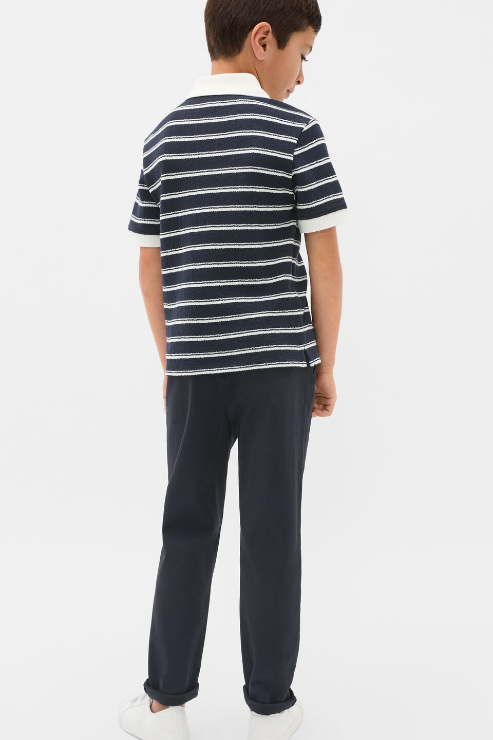 Core Boucle Knit Polo  Midnight Blue