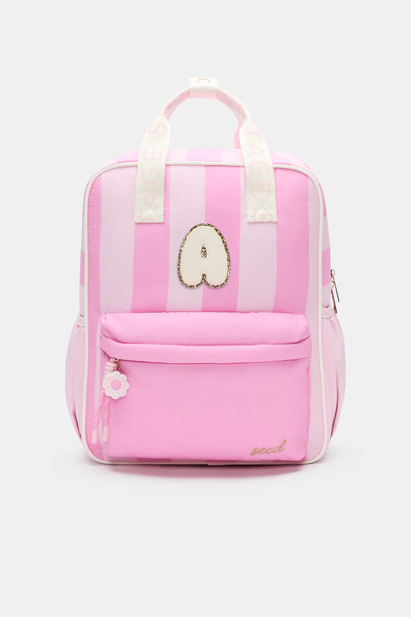 Pink Stripe Initial Backpack  A  hi-res