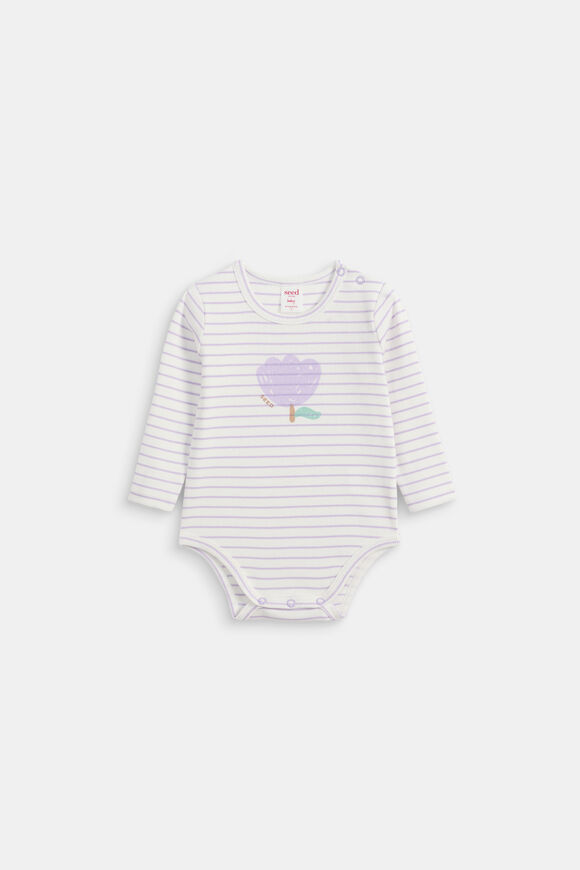 Stripe Rib Bodysuit  Lavender  hi-res