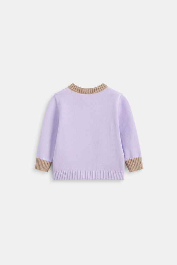 Colourblock Knit Cardigan  Lavender  hi-res