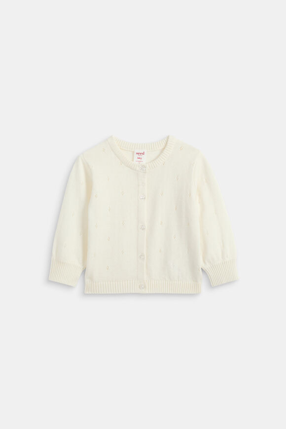 Pointelle Knit Cardigan  Classic Cream  hi-res
