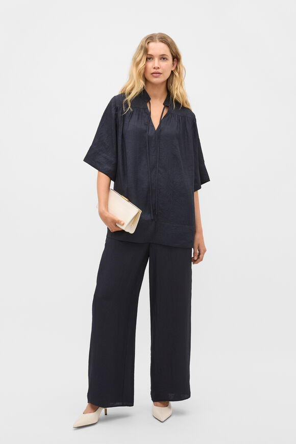 Textured Satin Blouse  Twilight Blue  hi-res