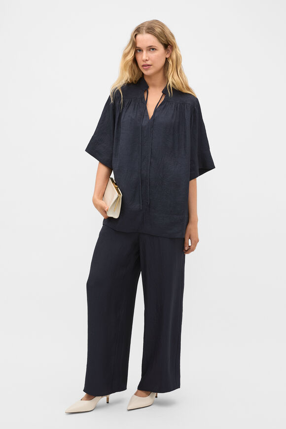 Textured Satin Easy Wide Leg Pant  Twilight Blue  hi-res