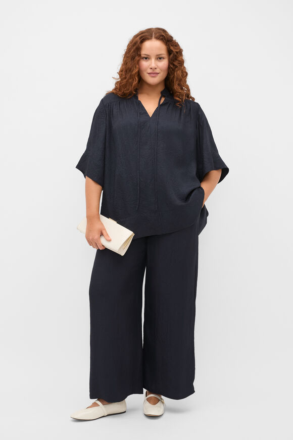 Textured Satin Easy Wide Leg Pant  Twilight Blue  hi-res