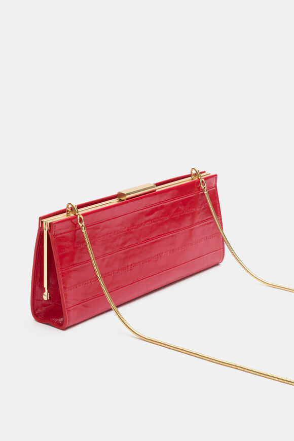 Leather Box Clutch  Chilli Red  hi-res