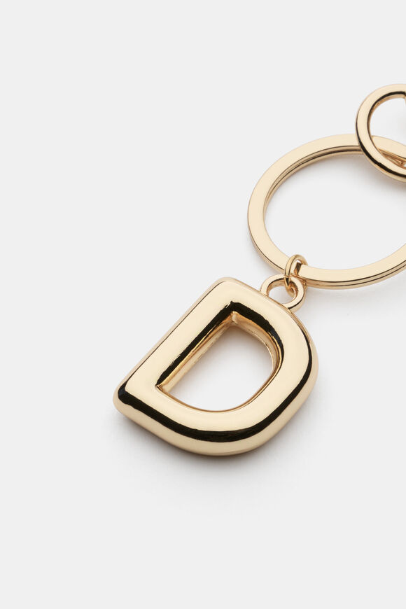 Gold Initial Keyring  D  hi-res
