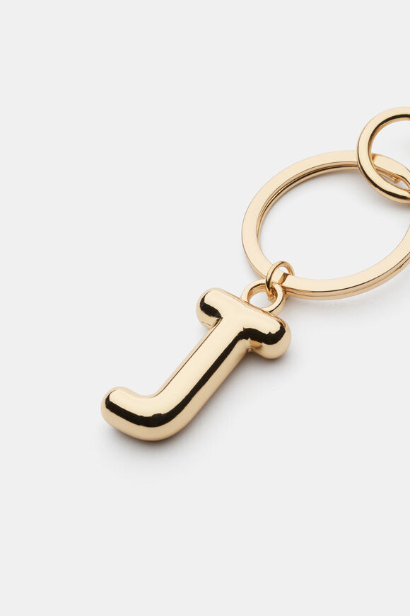 Gold Initial Keyring  J  hi-res