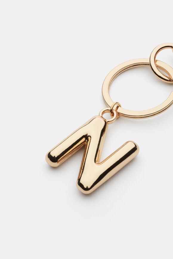 Gold Initial Keyring  N  hi-res