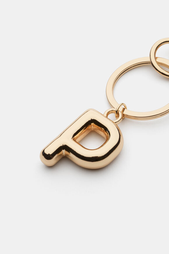 Gold Initial Keyring  P  hi-res