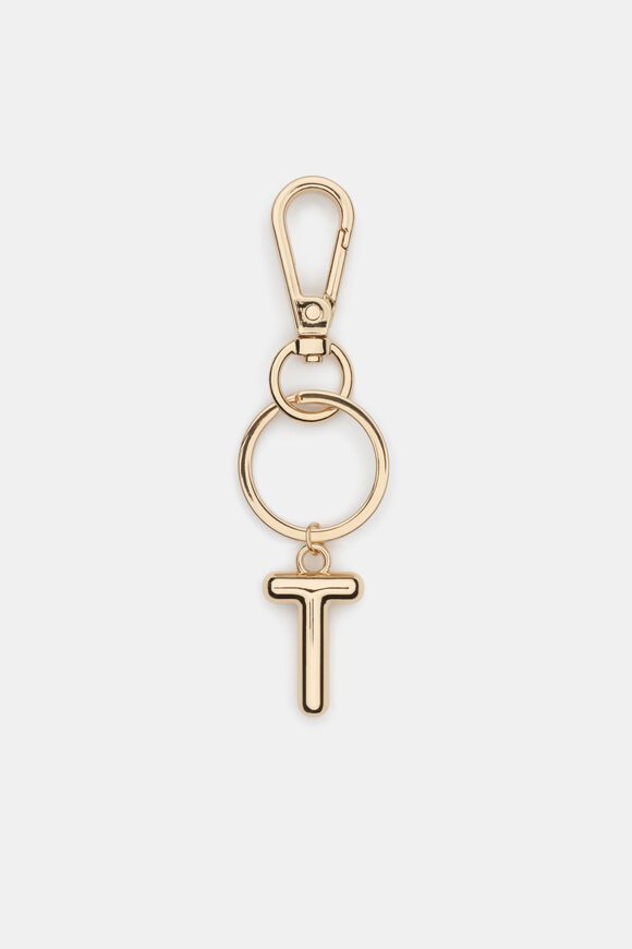 Gold Initial Keyring  T  hi-res