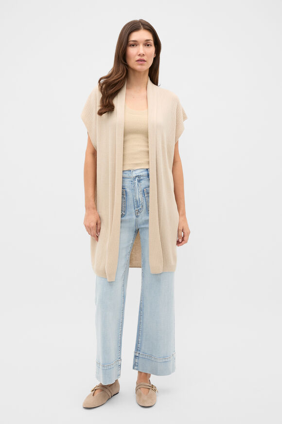 Rib Knit Poncho  Cashew Cream Marle  hi-res