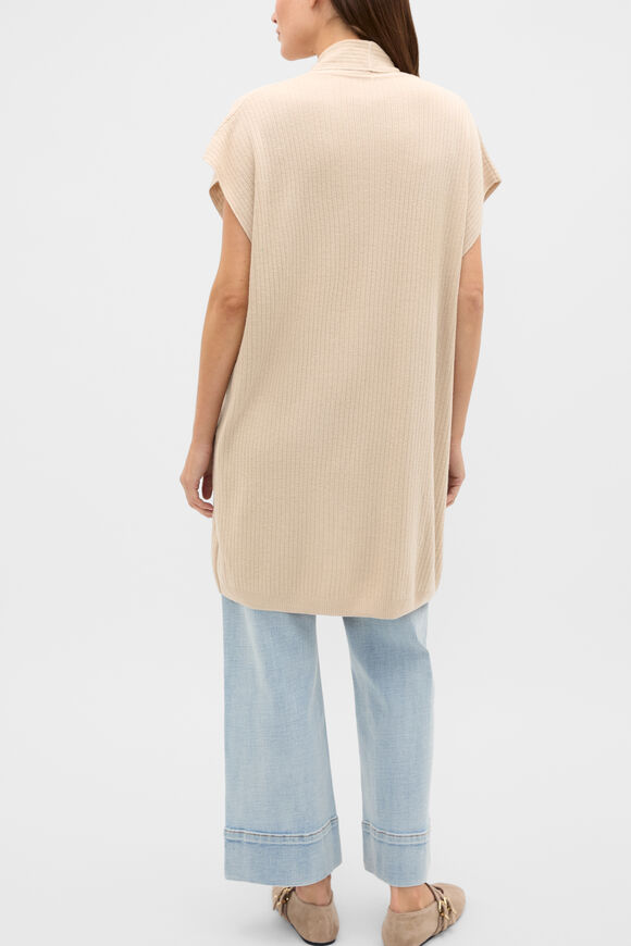 Rib Knit Poncho  Cashew Cream Marle  hi-res