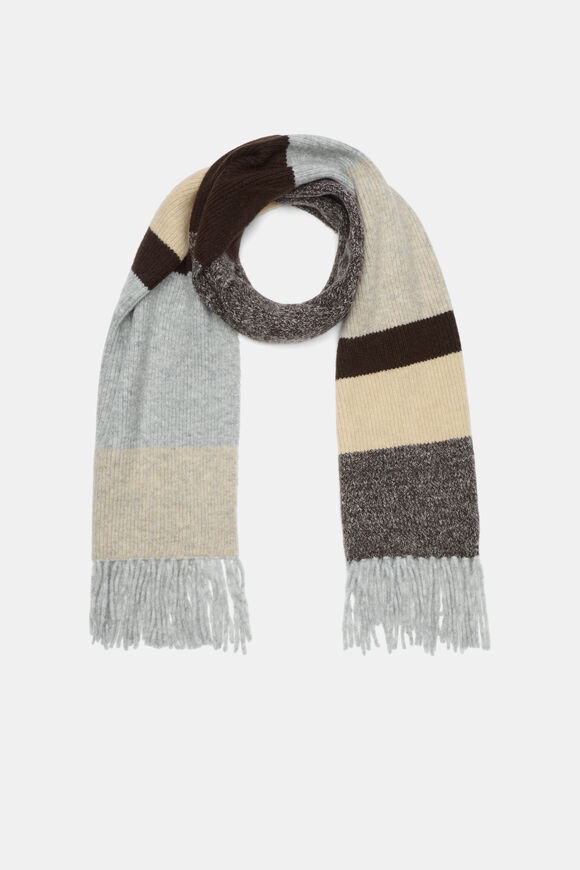 Colour Block Scarf  Pale Slate Marle  hi-res