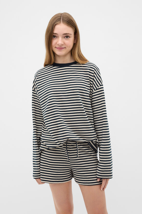 Stripe Boyfriend Tee  New Navy  hi-res