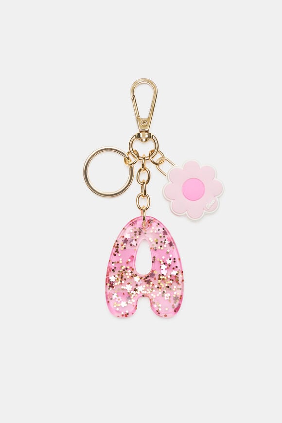 Pink Stripe Initial Keyring  A  hi-res