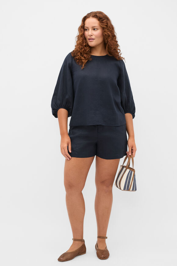 Core Linen Balloon Sleeve Top  Twilight Blue  hi-res