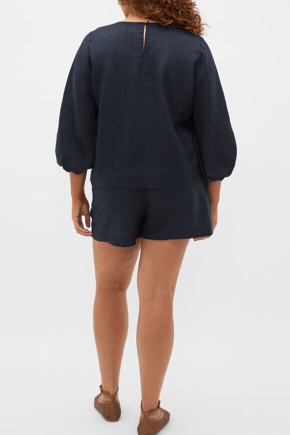 Core Linen Balloon Sleeve Top  Twilight Blue  hi-res