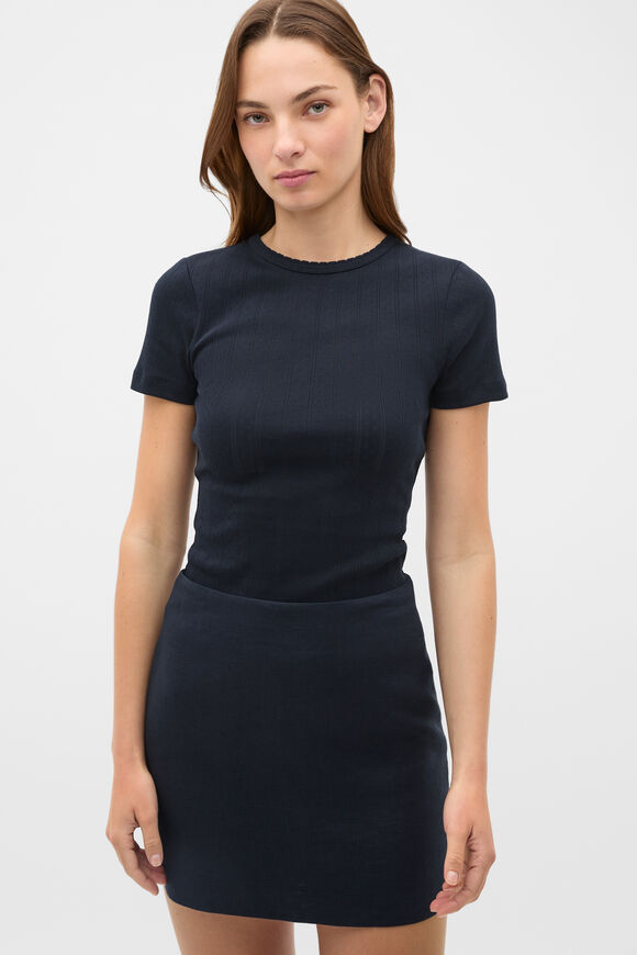 Core Linen Curve Hem Mini Skirt  Twilight Blue  hi-res
