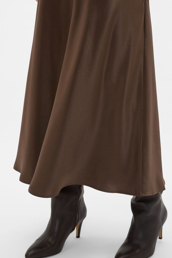 Satin Midi Skirt  Chestnut  hi-res