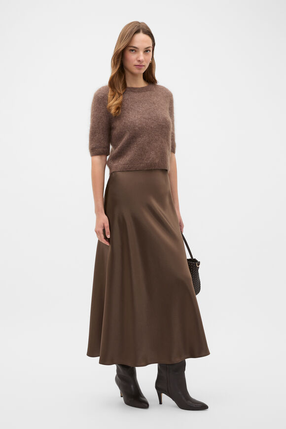 Satin Midi Skirt  Chestnut  hi-res