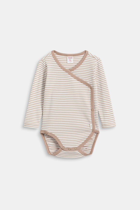 Logo Stripe Wrap Bodysuit  Acorn Stripe  hi-res