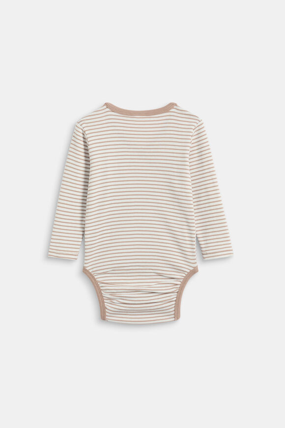 Logo Stripe Wrap Bodysuit  Acorn Stripe  hi-res