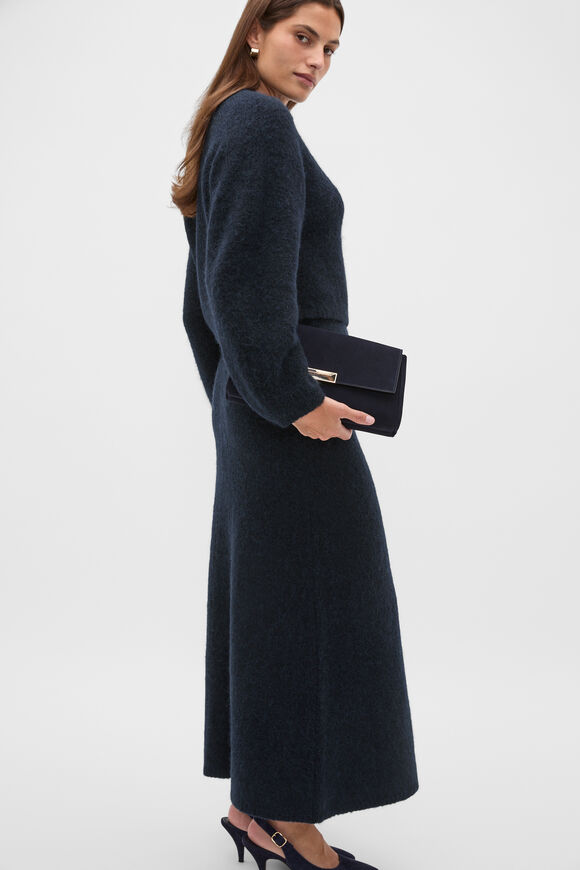 Luxe Fluffy Knit Skirt  Twilight Blue  hi-res