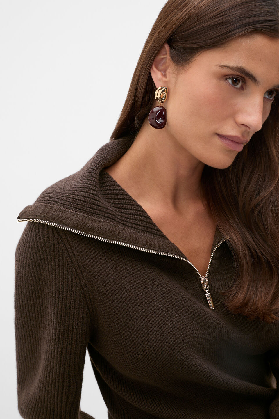 Pebble Drop Earring  Plum Red