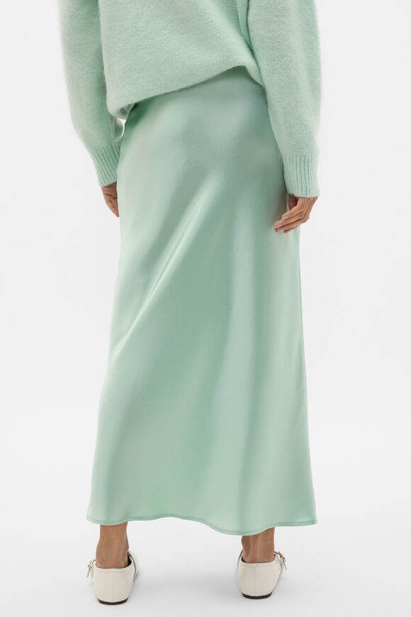 Satin Midi Slip Skirt  Soft Moss  hi-res