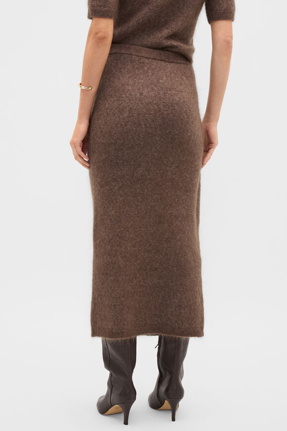 Fluffy Knit Wrap Skirt  Chestnut  hi-res