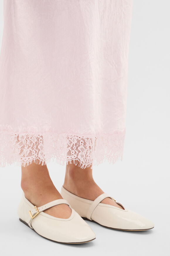Crinkled Satin Lace Detail Skirt  Primrose  hi-res