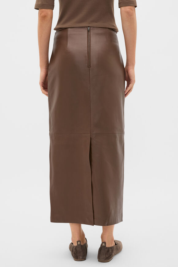 Leather Column Skirt  Chestnut  hi-res