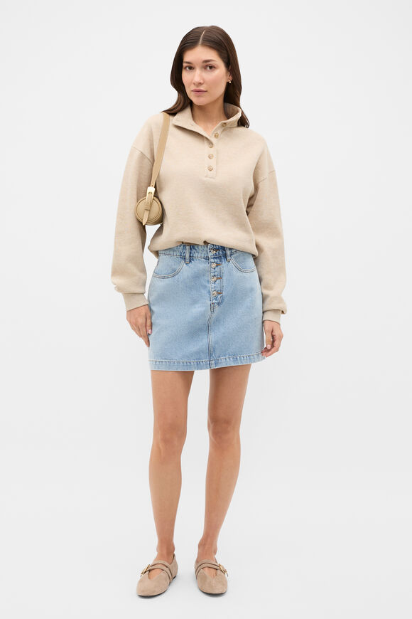 Denim Mini Button Through Skirt  Breeze Blue Wash  hi-res