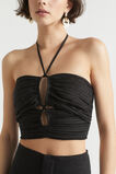 Linen Gathered Bodice  Black  hi-res