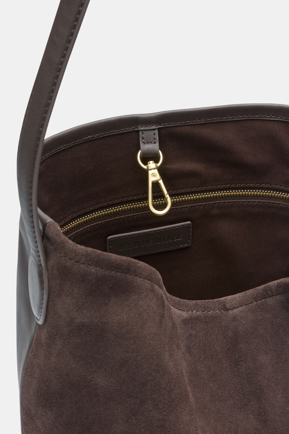 Spliced Leather Tote  Chocolate